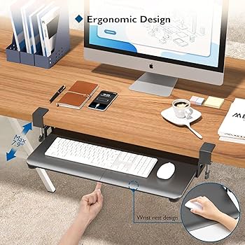 BONTEC キーボードトレイ デスク下 引き出し式 キーボード&マウストレイ Amazon | BONTEC(ボンテック) デスク下キーボードトレイ